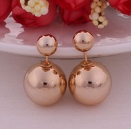 Øreringe - Dobbelt perle, rosenguld